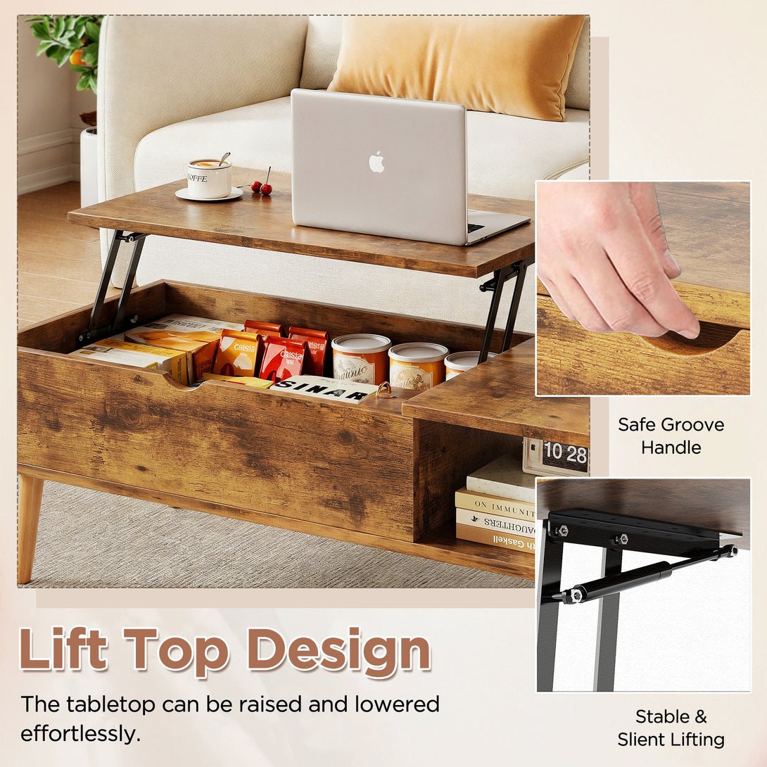 Chilwa Lift Top Coffee Table - Rustic Brown