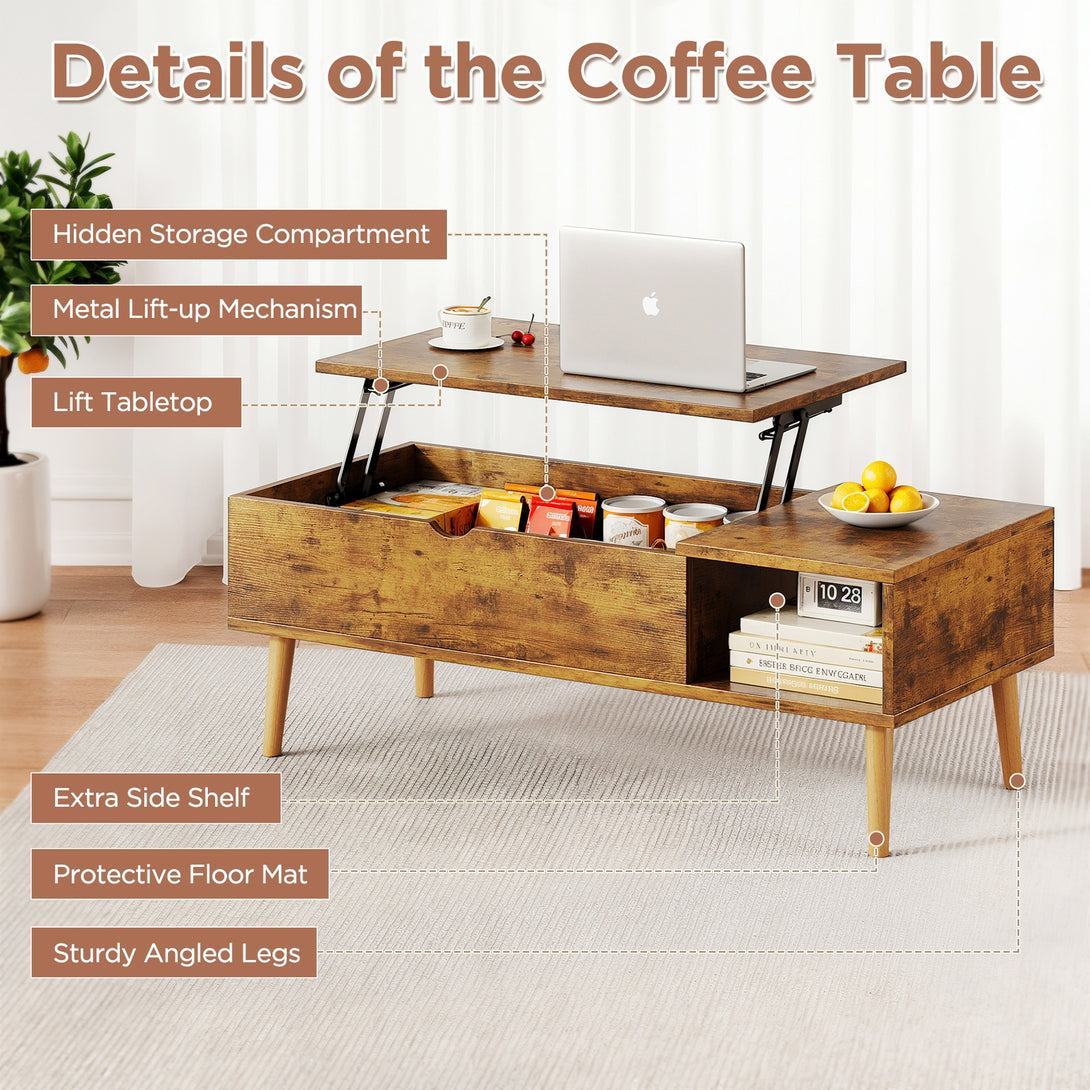Chilwa Lift Top Coffee Table - Rustic Brown