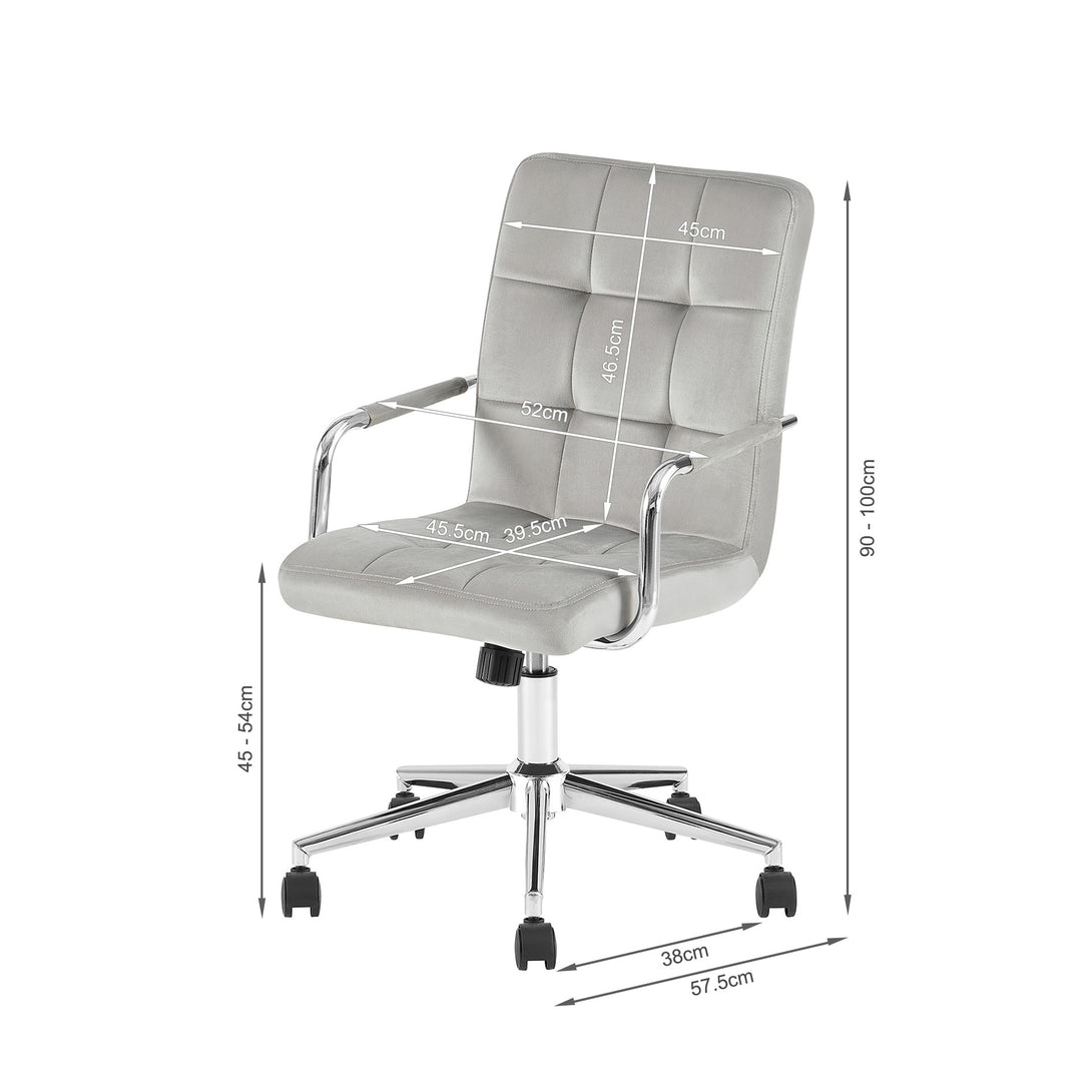 Eliezer Velvet Office Chair - Light Grey