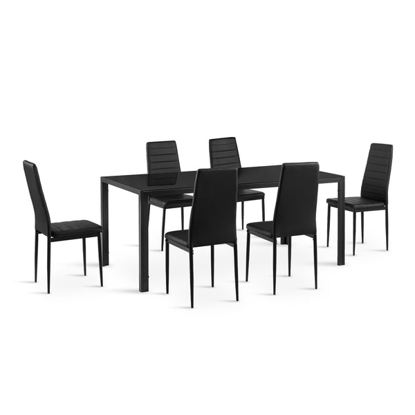 Samuel 7 Piece 1.8m Dining Set - Black