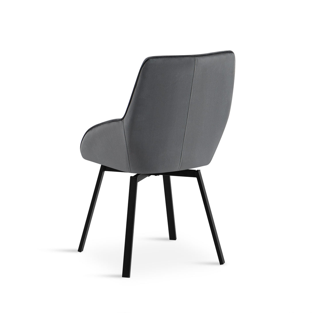 Everlow Swivel Velvet Dining Chair - Set of 2 - Dark Grey