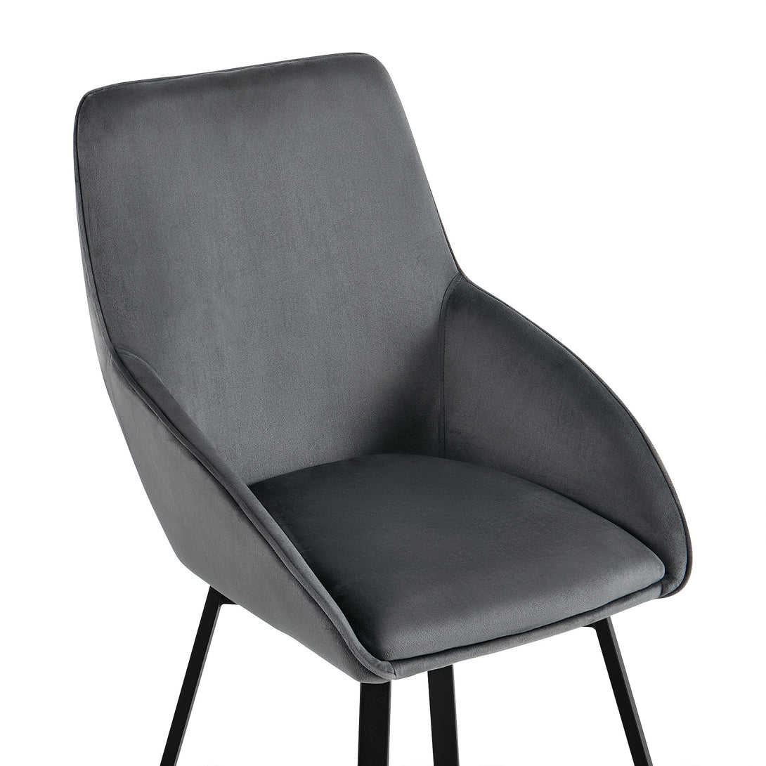 Everlow Swivel Velvet Dining Chair - Set of 2 - Dark Grey