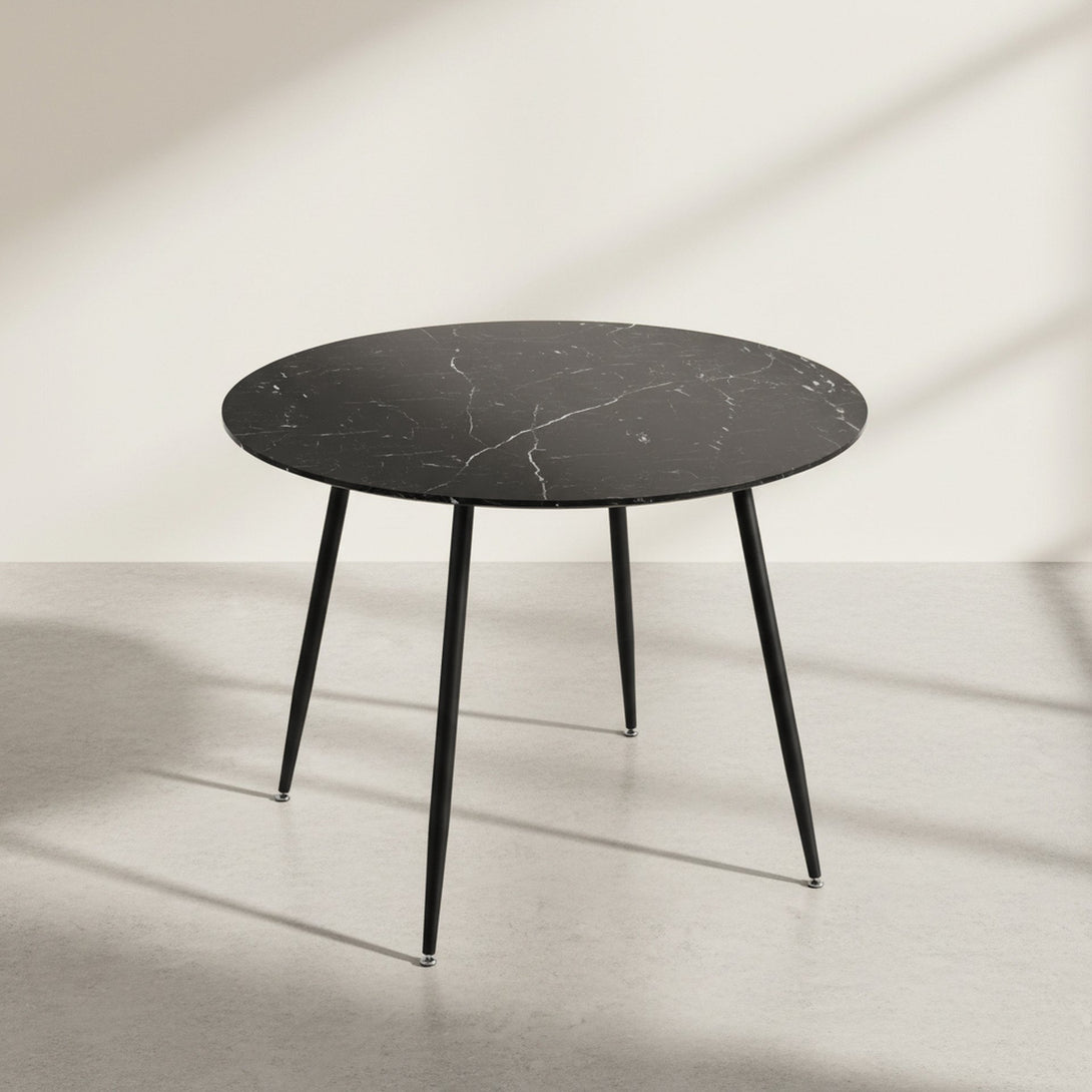 Elijah 100cm Round Dining Table - Black Silver