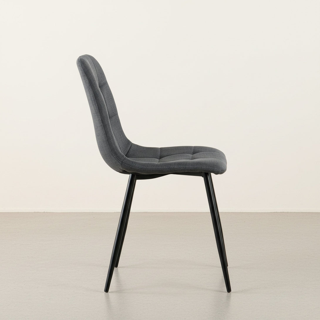 Livo Linen Dining Chair - Set of 4 - Dark Grey