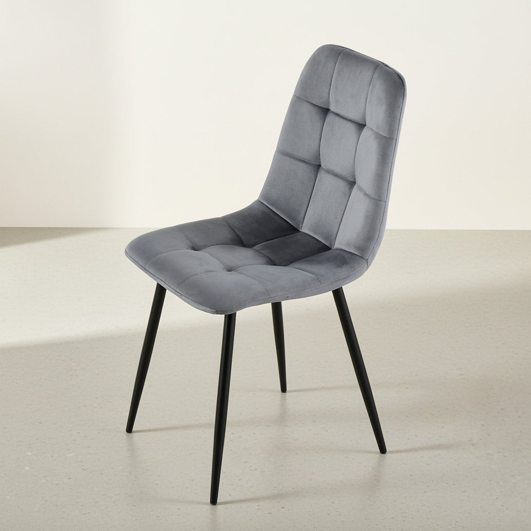 Livo Velvet Dining Chair - Set of 4 - Grey