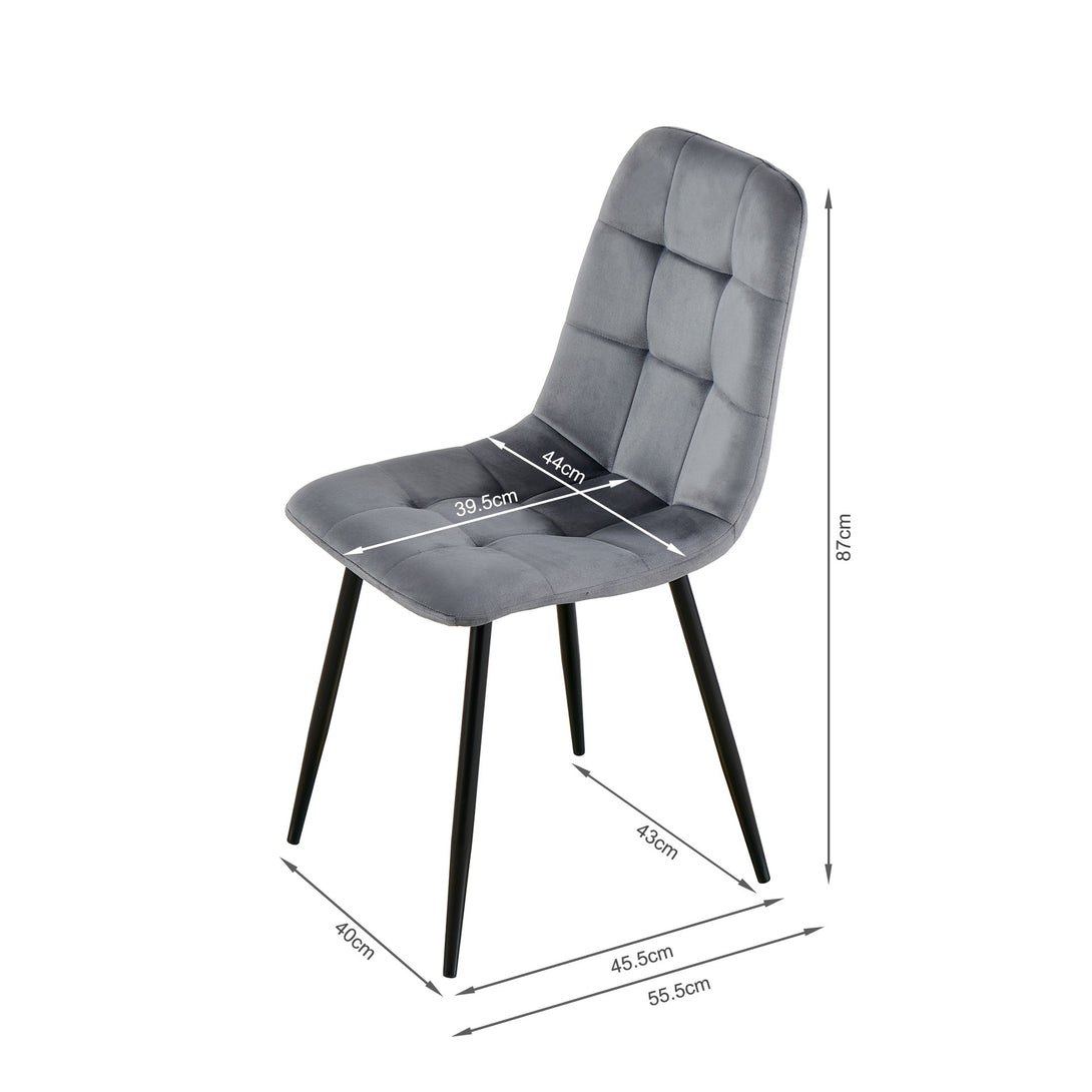 Livo Velvet Dining Chair - Set of 4 - Grey