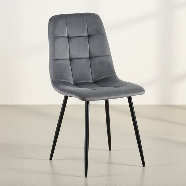 Livo Velvet Dining Chair - Set of 4 - Grey