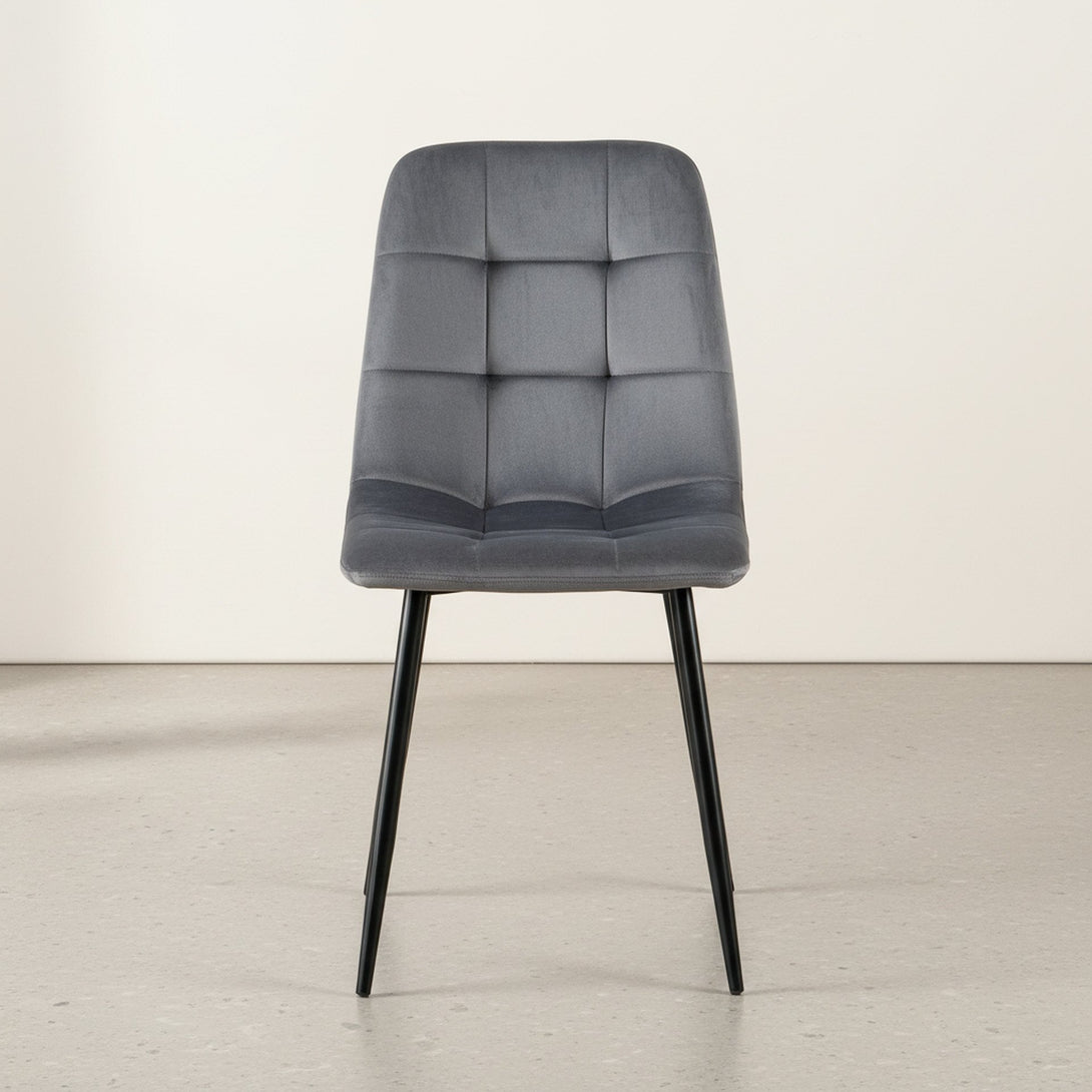 Livo Velvet Dining Chair - Set of 4 - Grey