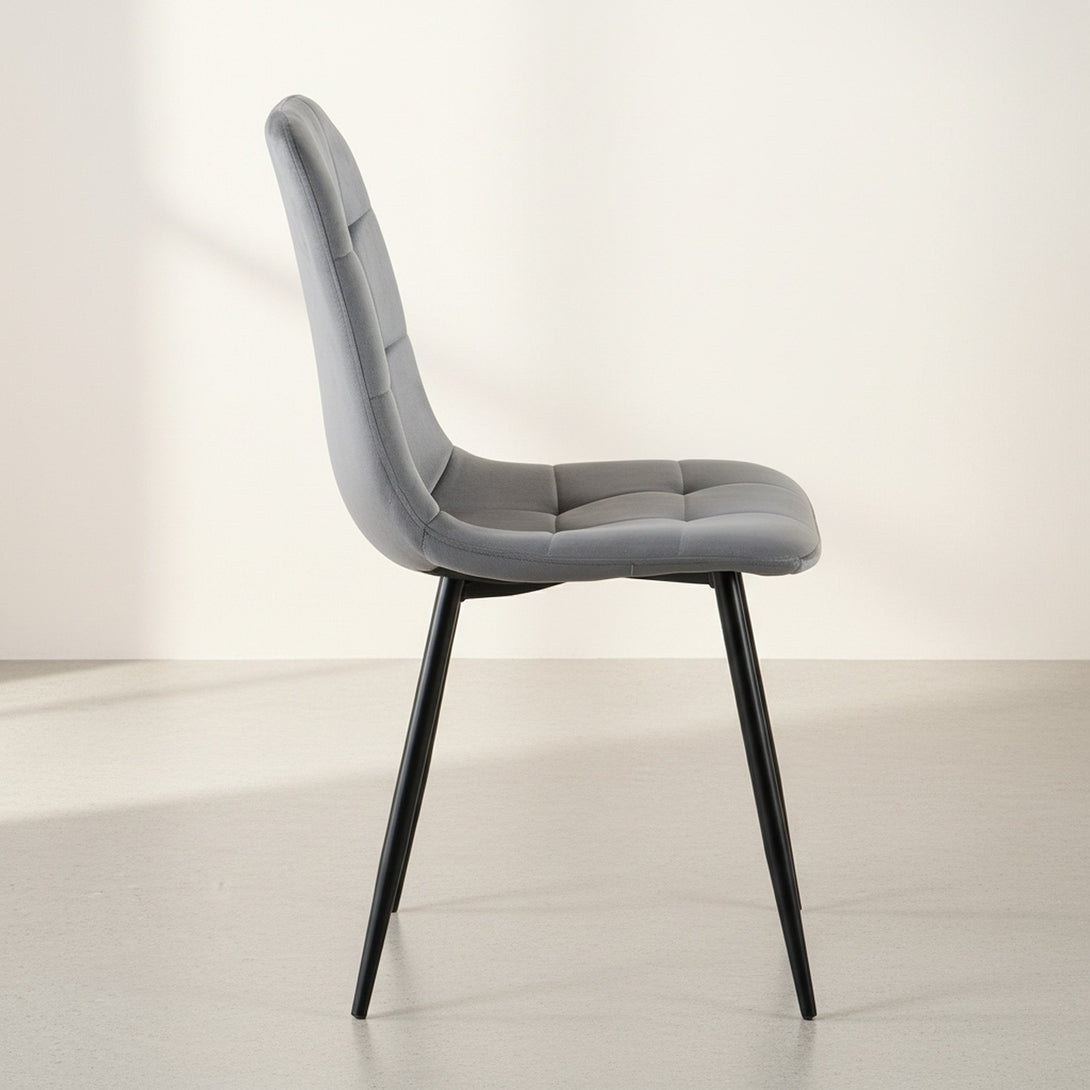 Livo Velvet Dining Chair - Set of 4 - Grey