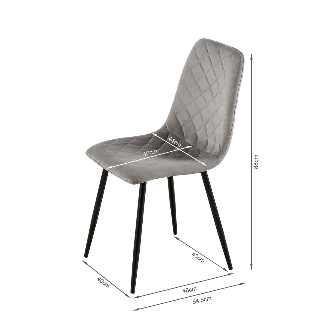 Fika Velvet Dining Chair - Set of 4 - Grey