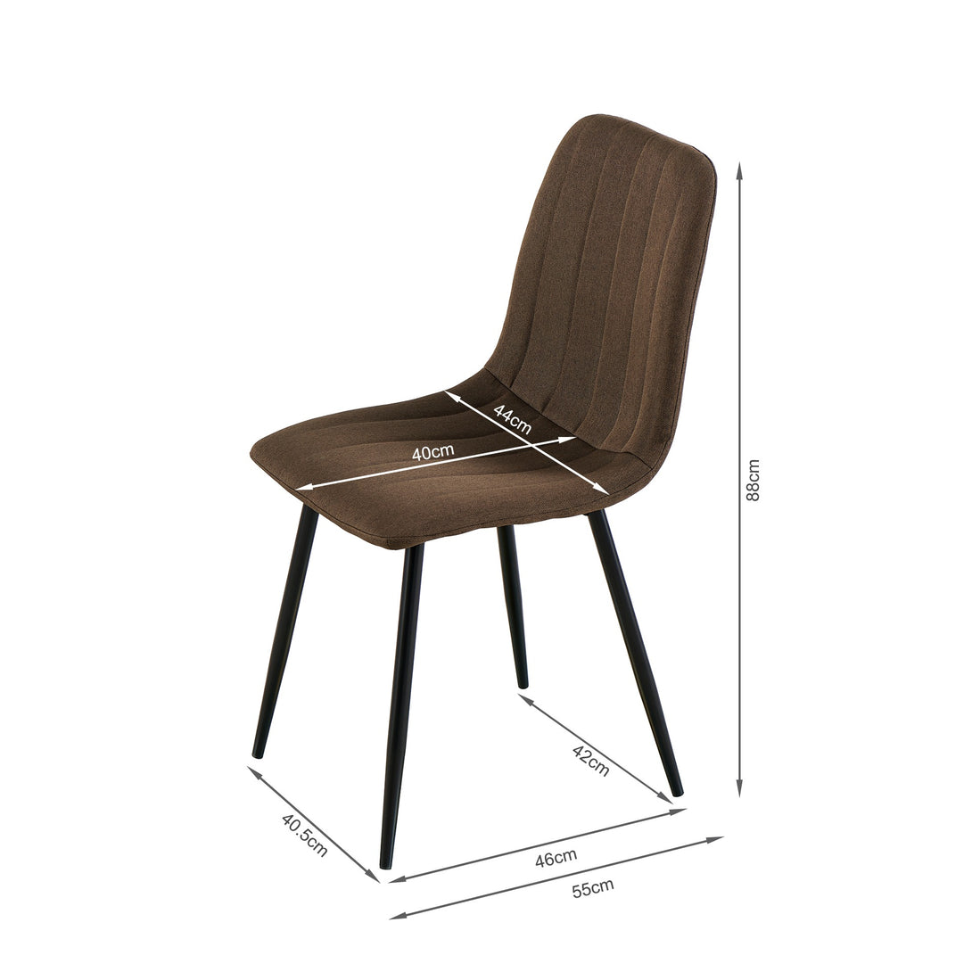 Holland Fabric Dining Chair - Set of 4 - Brown