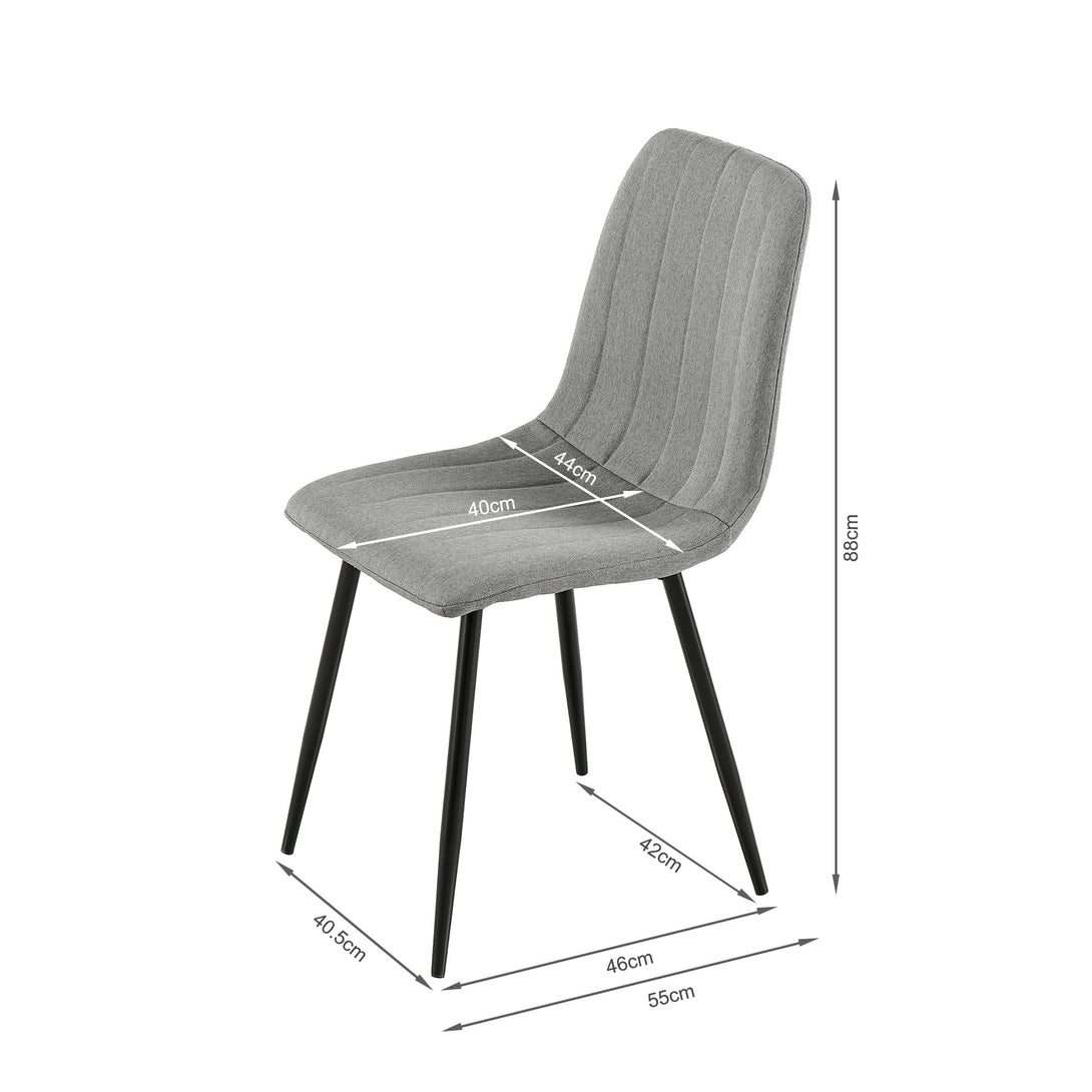 Holland Fabric Dining Chair - Set of 4 - Grey