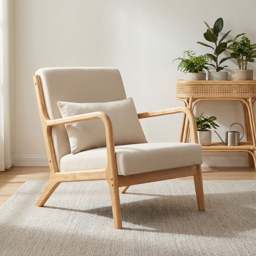 Taru Velvet Armchair - Beige