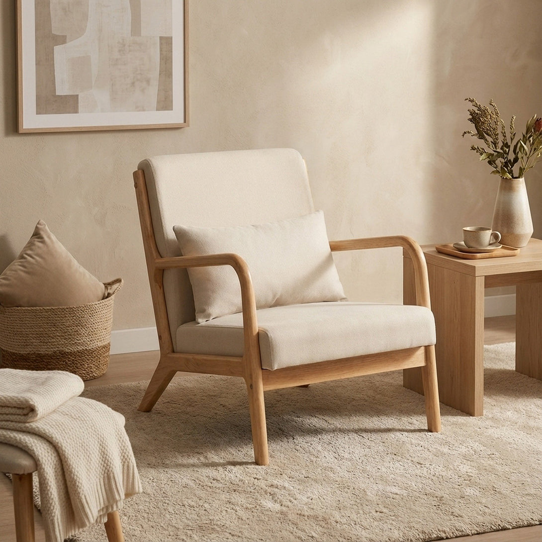 Taru Velvet Armchair - Beige