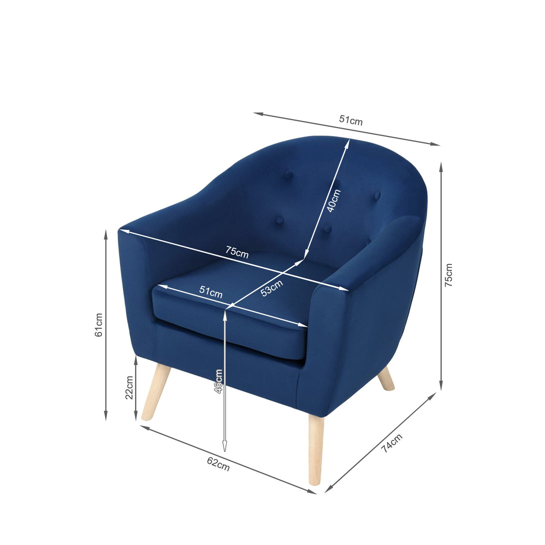 Millo Velvet Armchair - Dark Blue