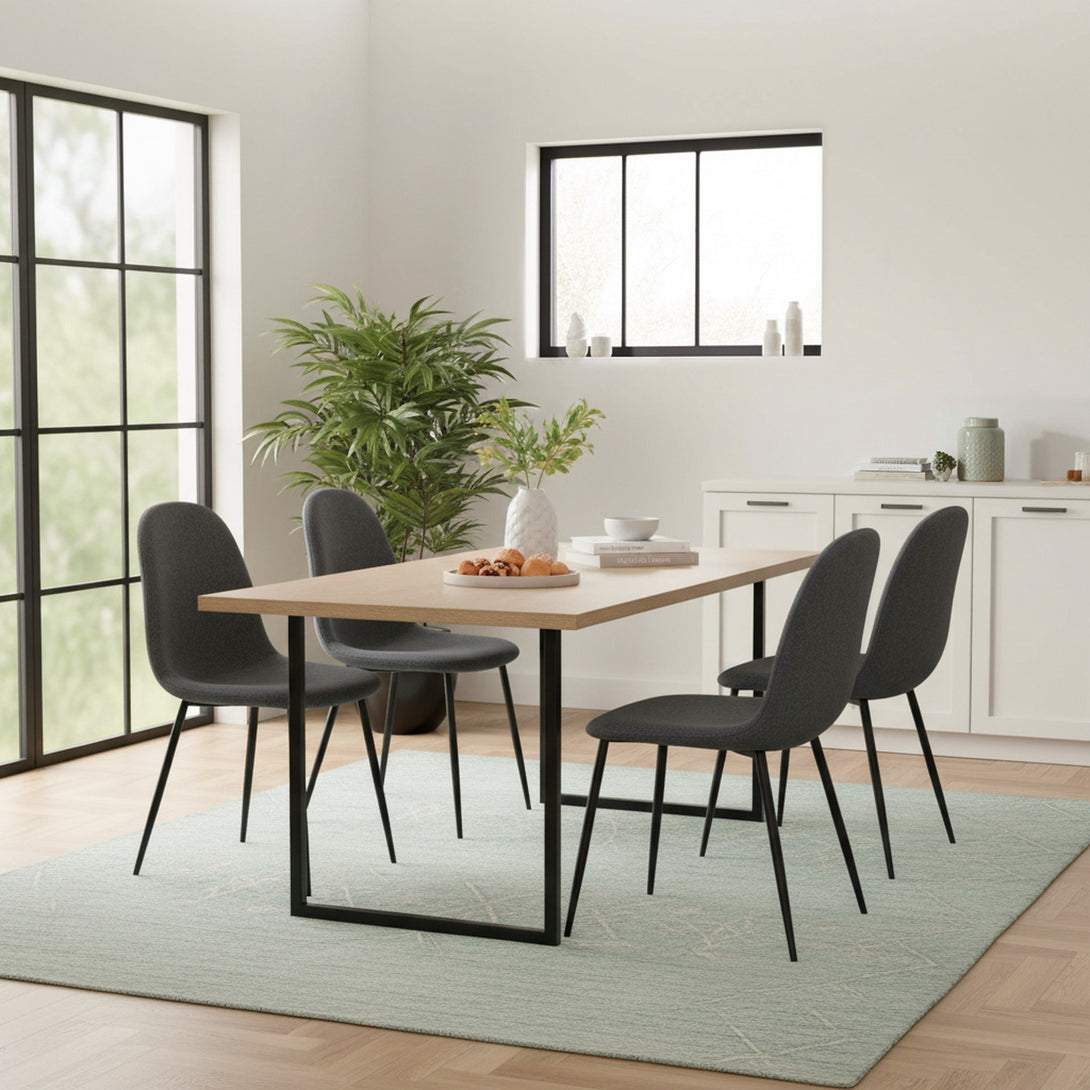 Arlo Linen Dining Chair - Set of 4 - Dark Grey