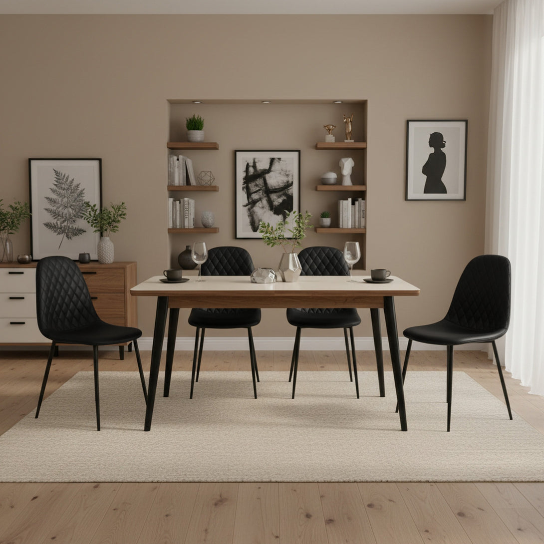 Varo PU Dining Chair - Set of 4 - Black