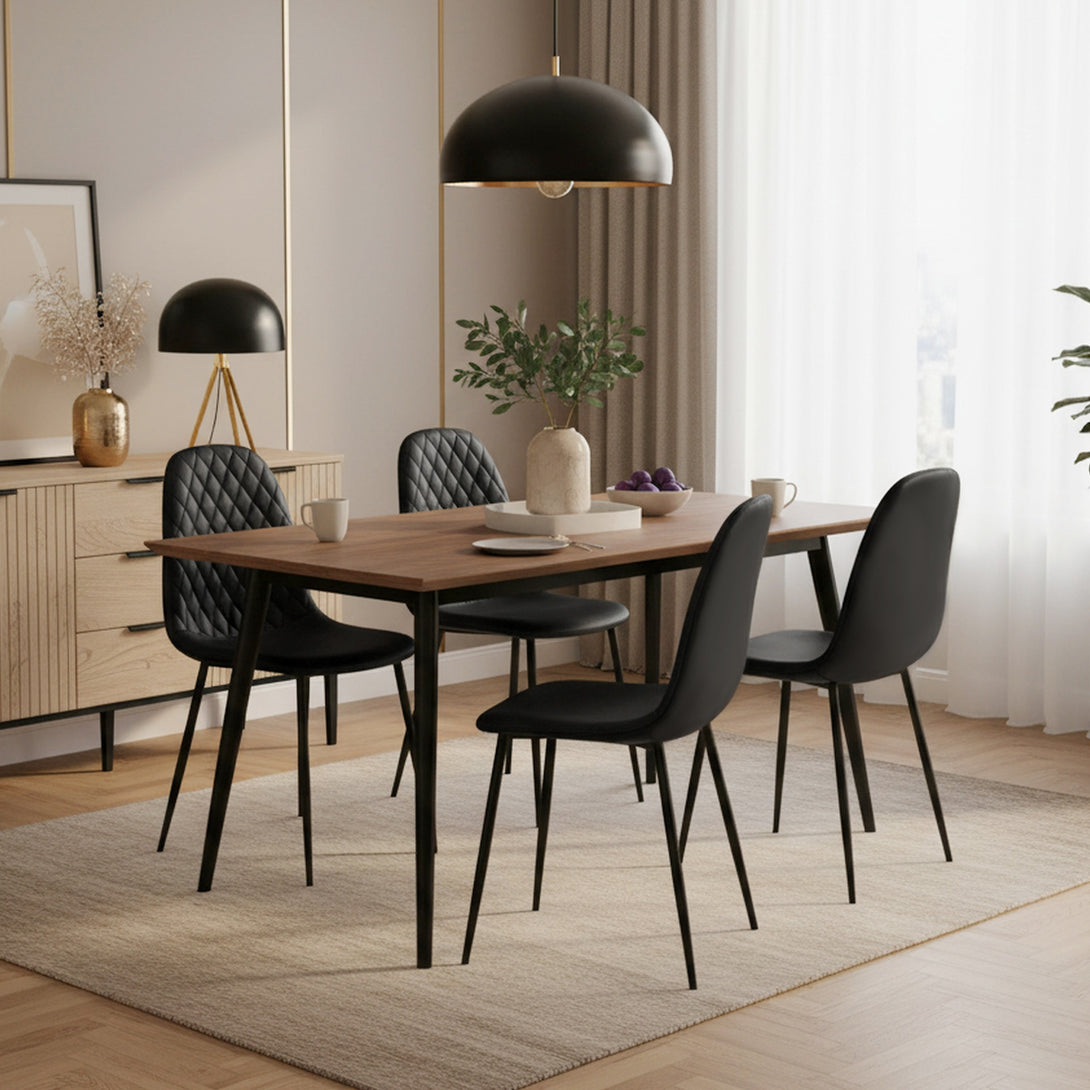 Varo PU Dining Chair - Set of 4 - Black