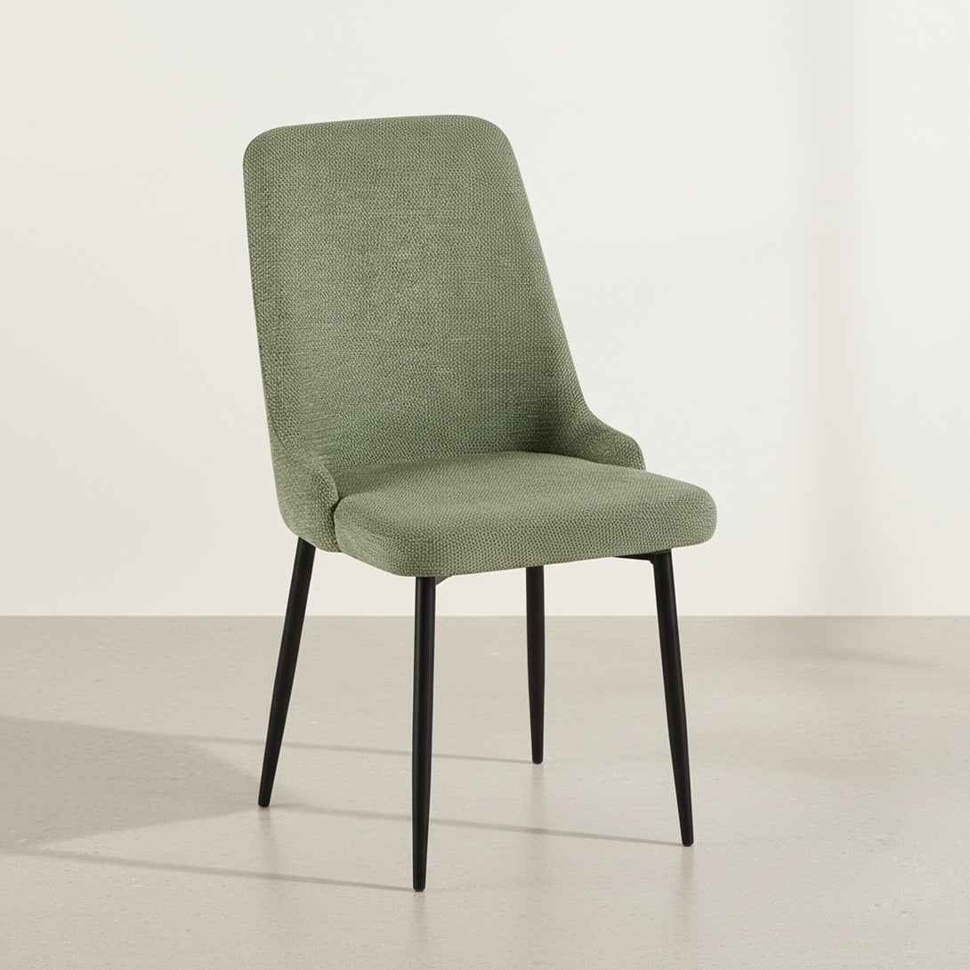 Oliro Linen Dining Chair - Set of 4 - Dark Green