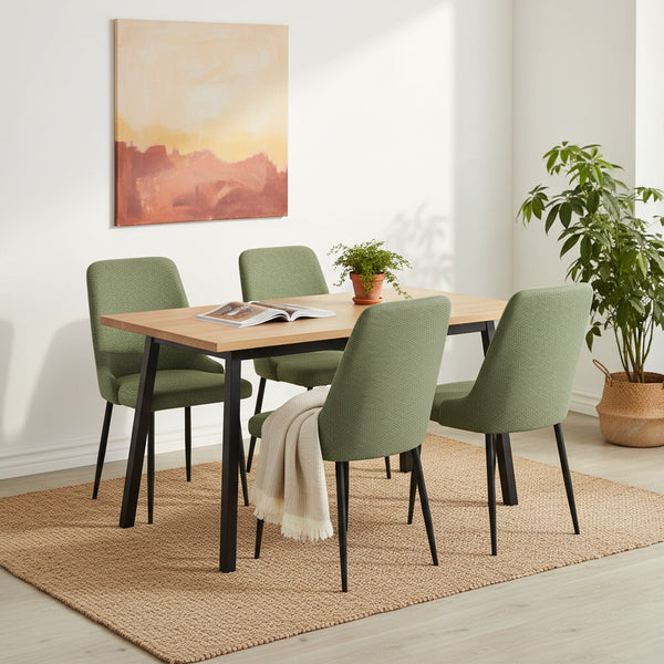 Oliro Linen Dining Chair - Set of 4 - Dark Green