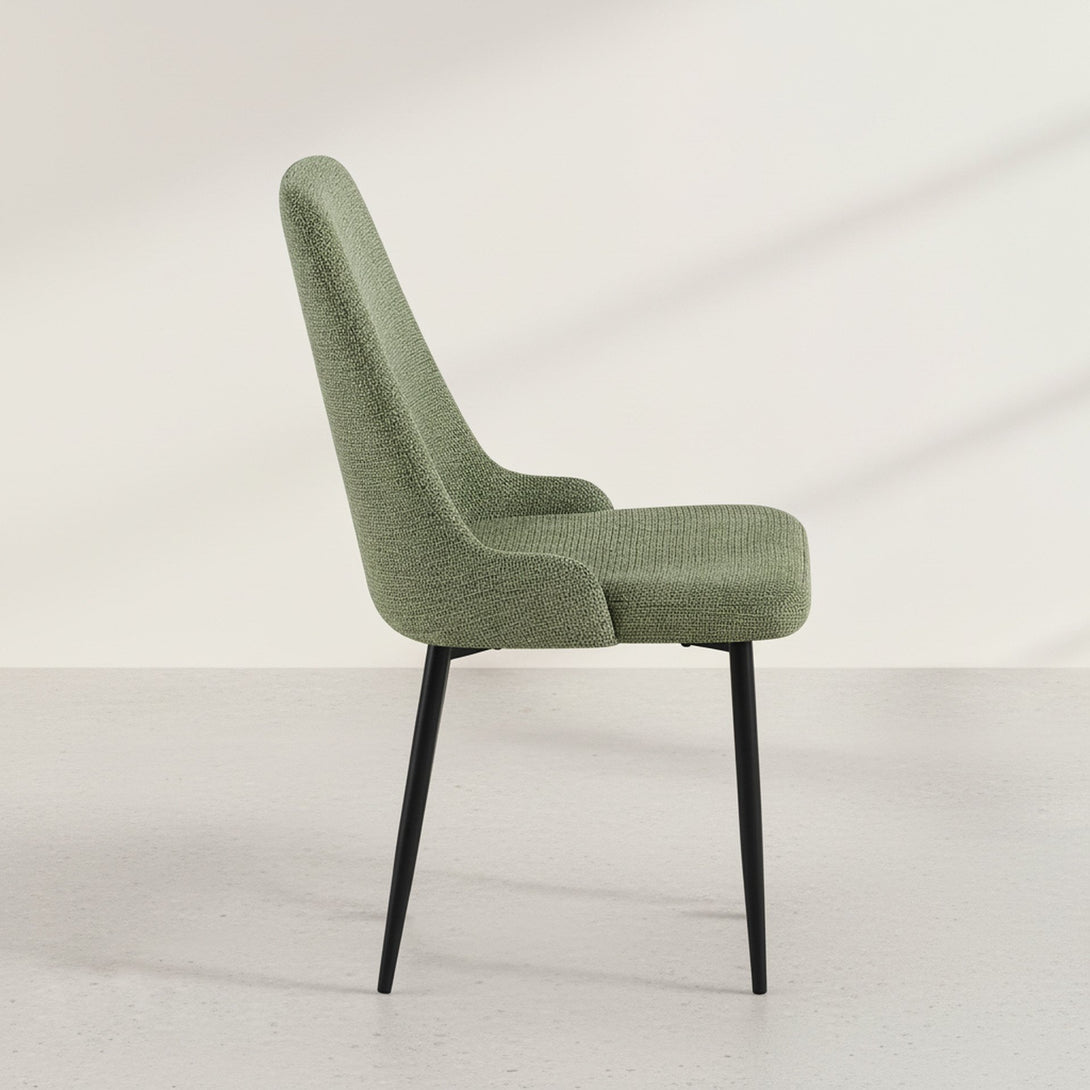 Oliro Linen Dining Chair - Set of 4 - Dark Green