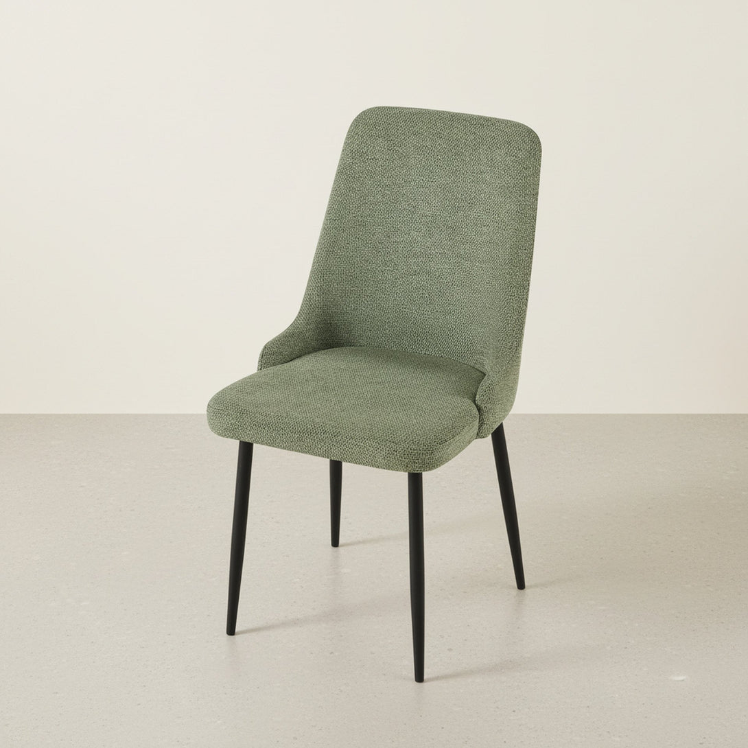Oliro Linen Dining Chair - Set of 4 - Dark Green