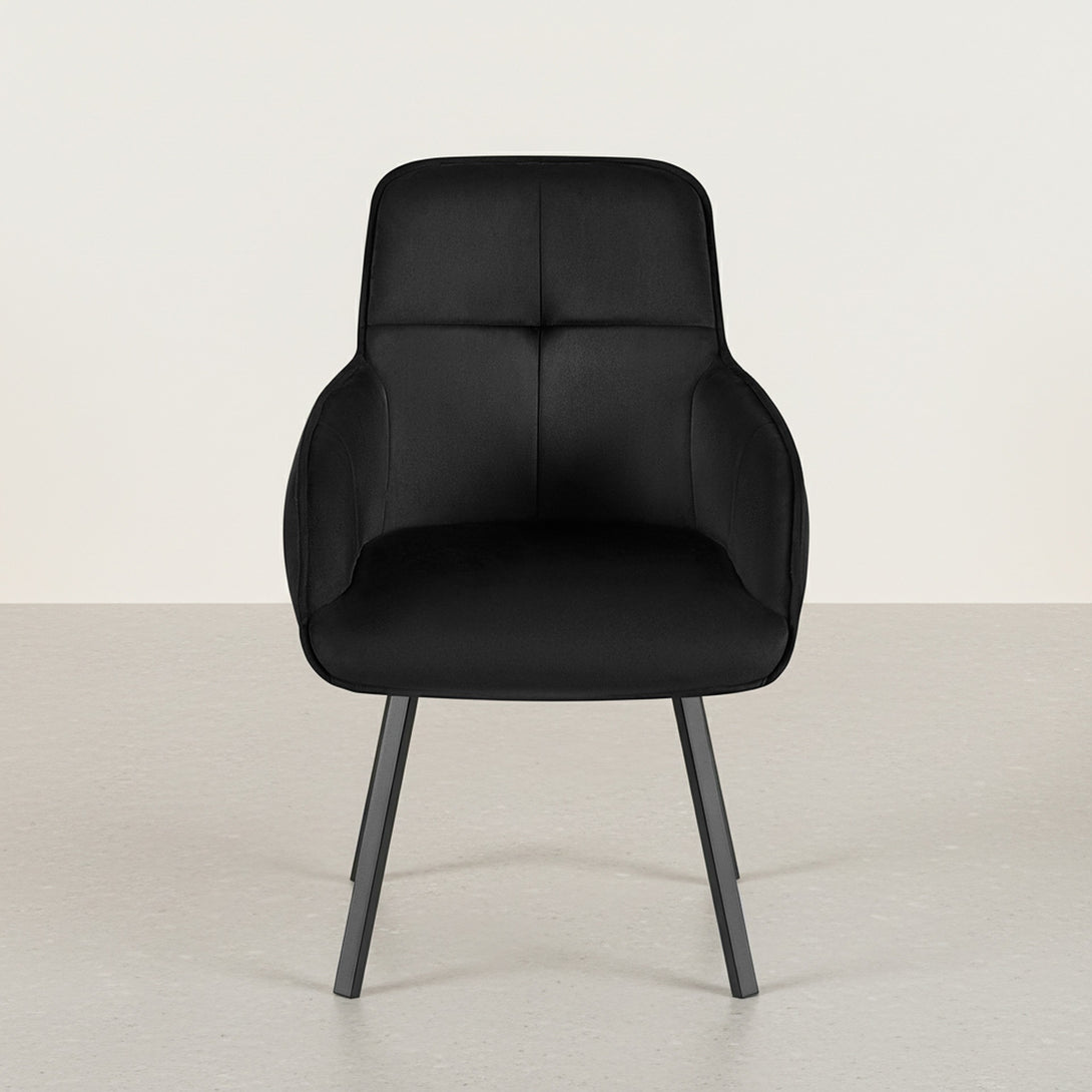 Elora Swivel Velvet Dining Chair - Set of 2 - Black