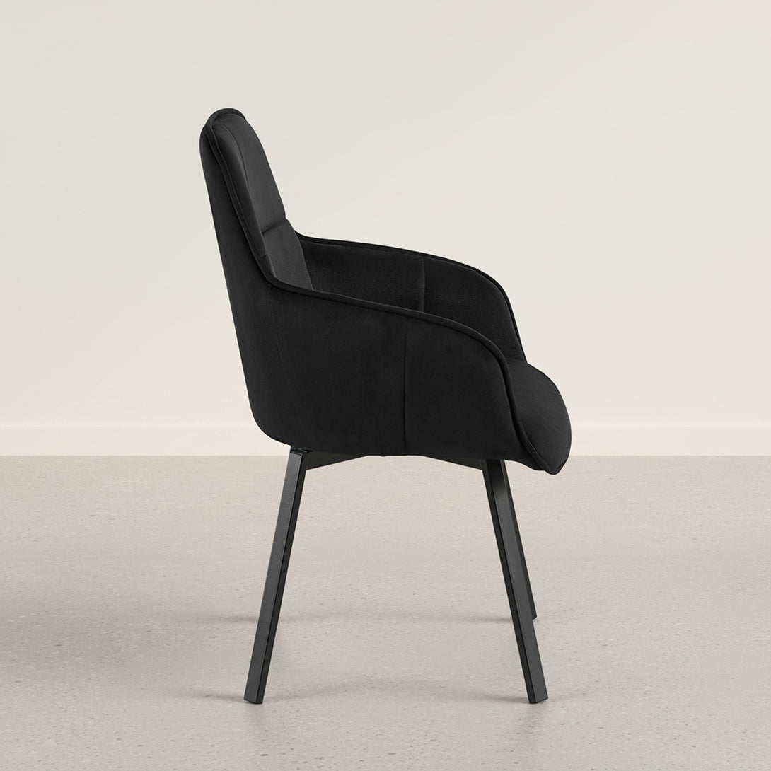 Elora Swivel Velvet Dining Chair - Set of 2 - Black