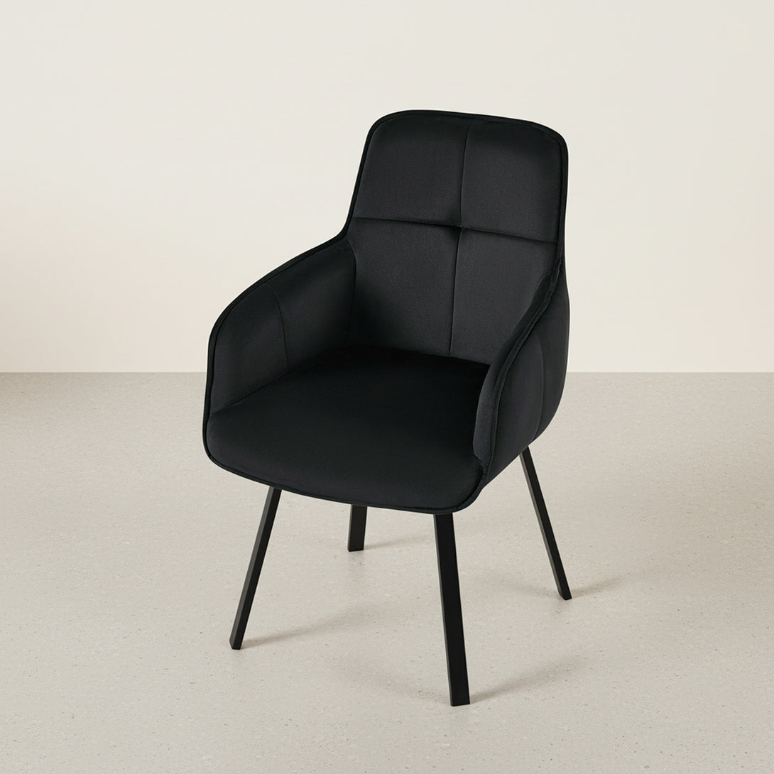 Elora Swivel Velvet Dining Chair - Set of 2 - Black