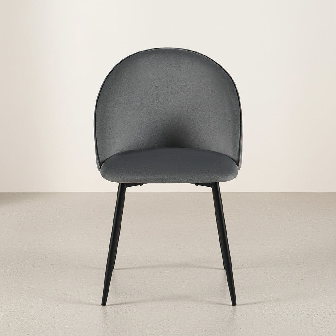 Avela Velvet Dining Chair - Set of 4 - Dark Grey
