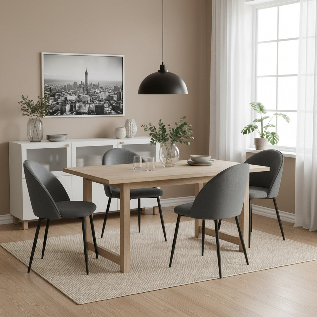 Avela Velvet Dining Chair - Set of 4 - Dark Grey