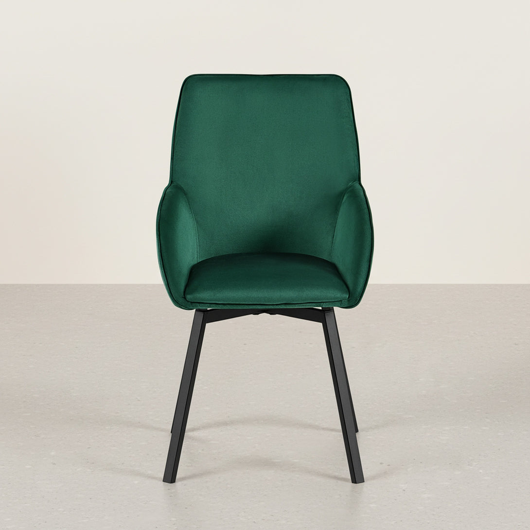 Everlow Swivel Velvet Dining Chair - Set of 2 - Green