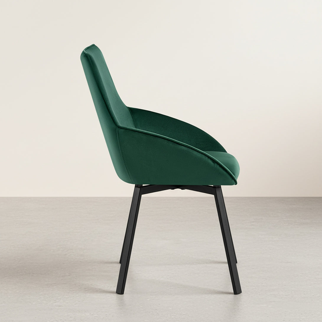Everlow Swivel Velvet Dining Chair - Set of 2 - Green