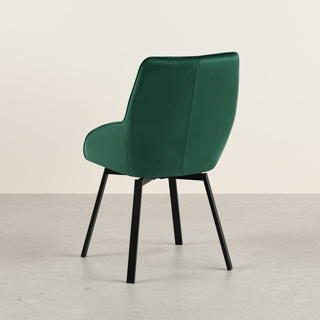 Everlow Swivel Velvet Dining Chair - Set of 2 - Green