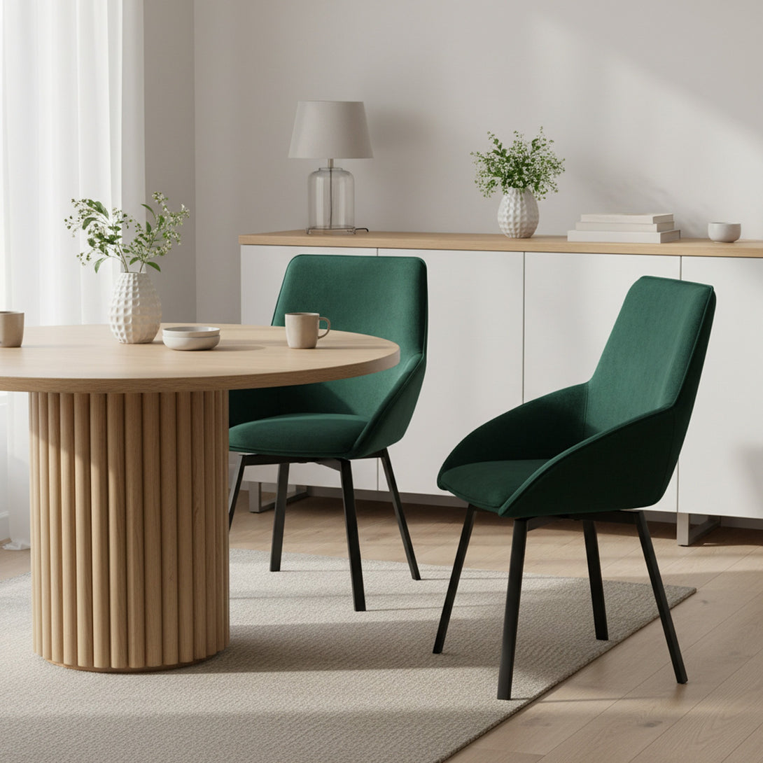 Everlow Swivel Velvet Dining Chair - Set of 2 - Green
