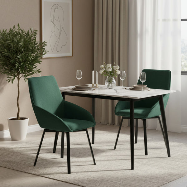 Everlow Swivel Velvet Dining Chair - Set of 2 - Green