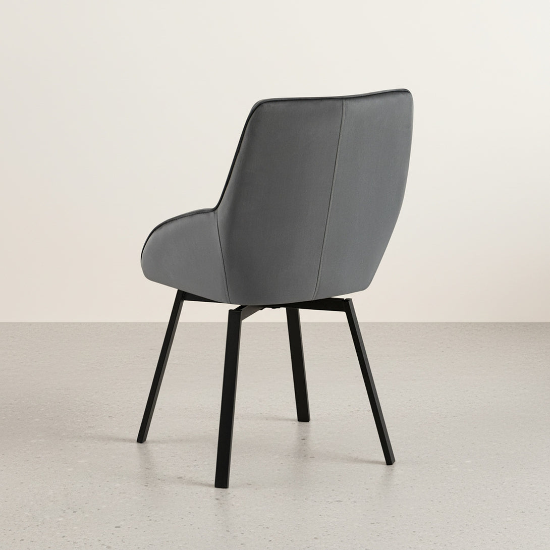 Everlow Swivel Velvet Dining Chair - Set of 2 - Dark Grey