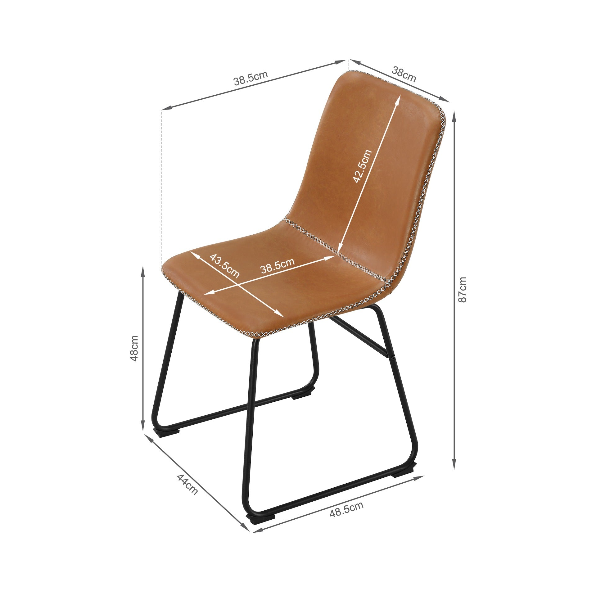 Grayson PU Leather Dining Chair - Set of 2 - Caramel Tan – Treasurebox