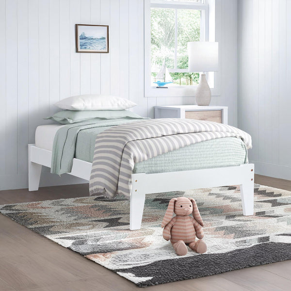 Meri Single Wooden Bed Frame - White