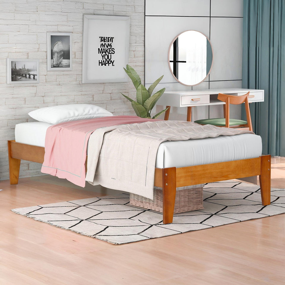 Meri Single Wooden Bed Frame - Oak
