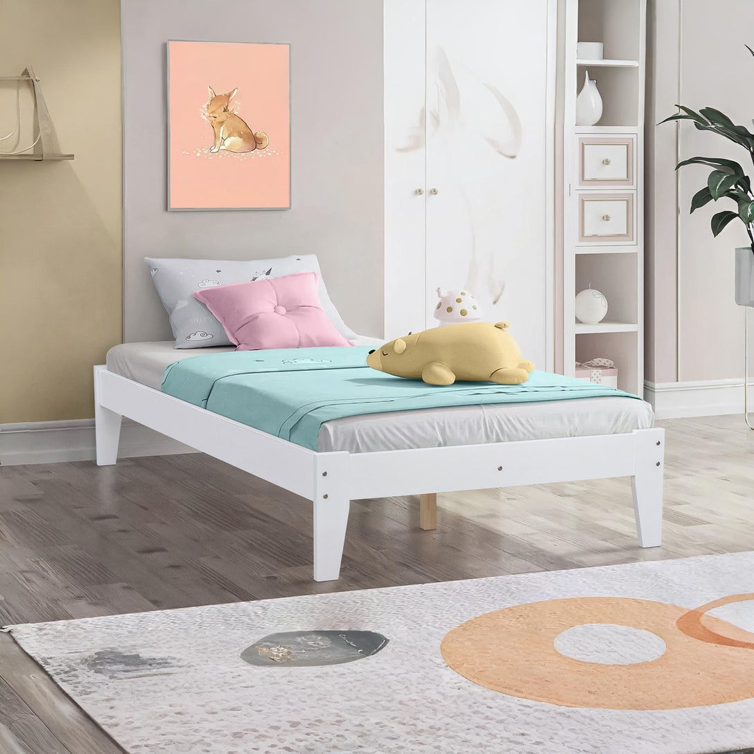 Meri King Single Wooden Bed Frame - White