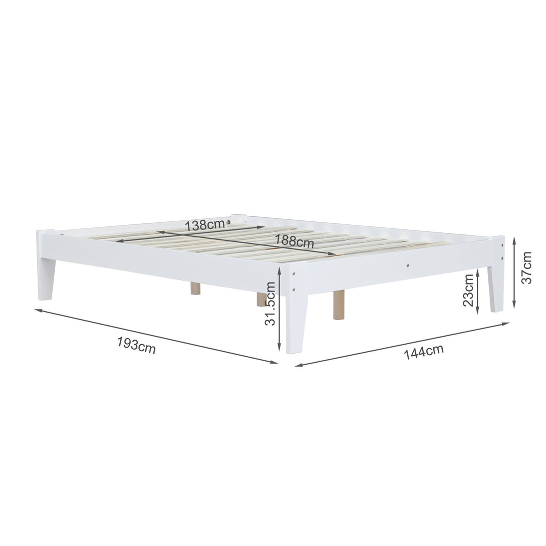 Meri Double Wooden Bed Frame - White