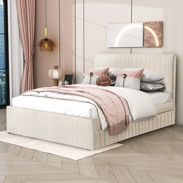 Tasman Queen with Single Trundle Bed Frame - Oat