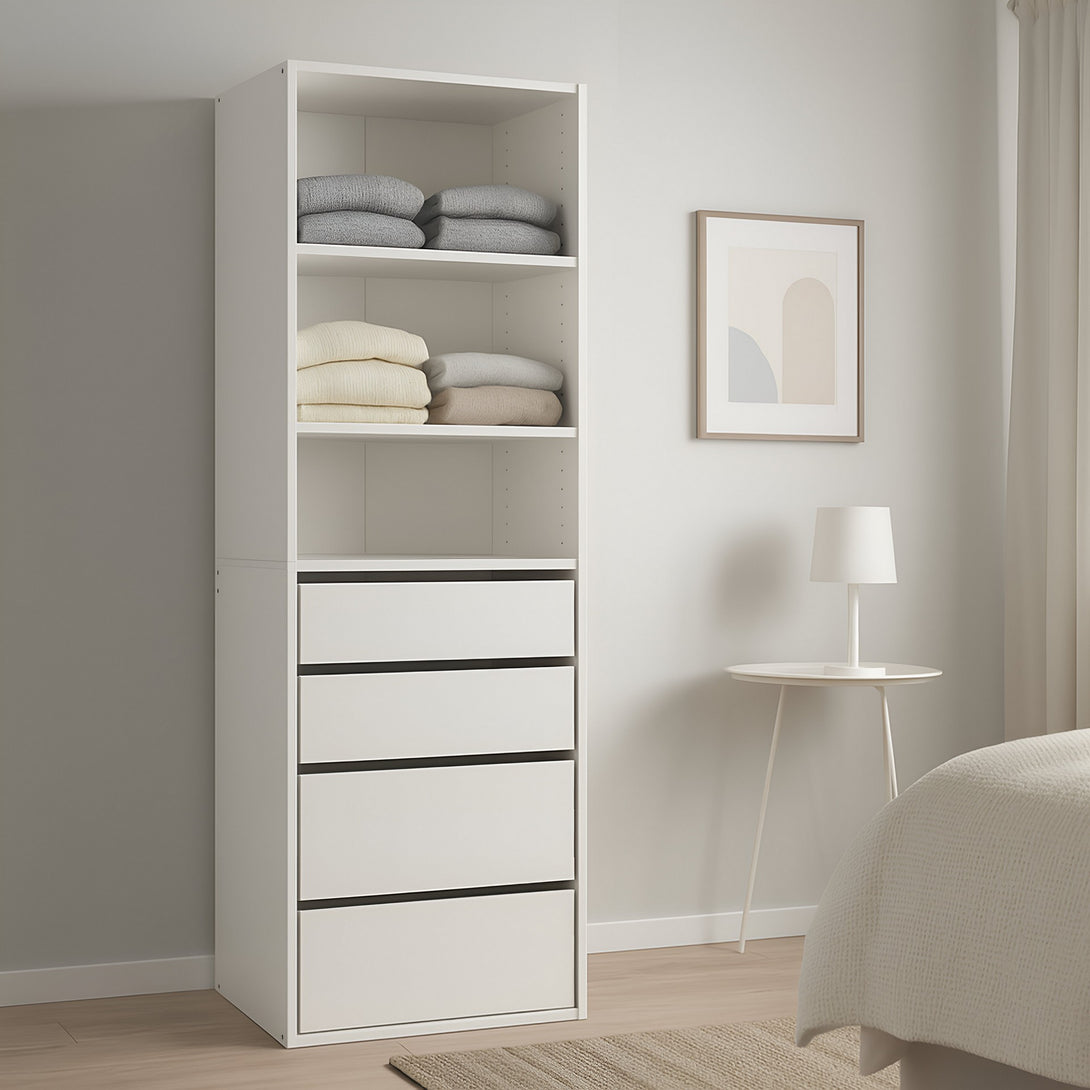 DELTA 4 Drawer & 3 Shelf Wardrobe - WHITE