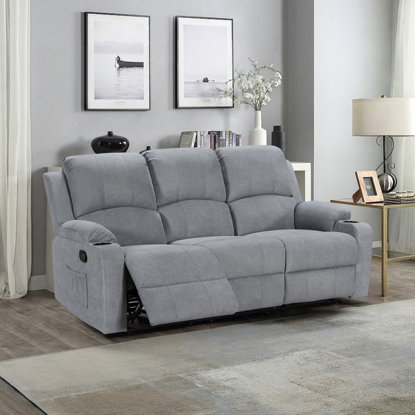 Henley Fabric Manual 3 Seater Recliner Sofa - Grey