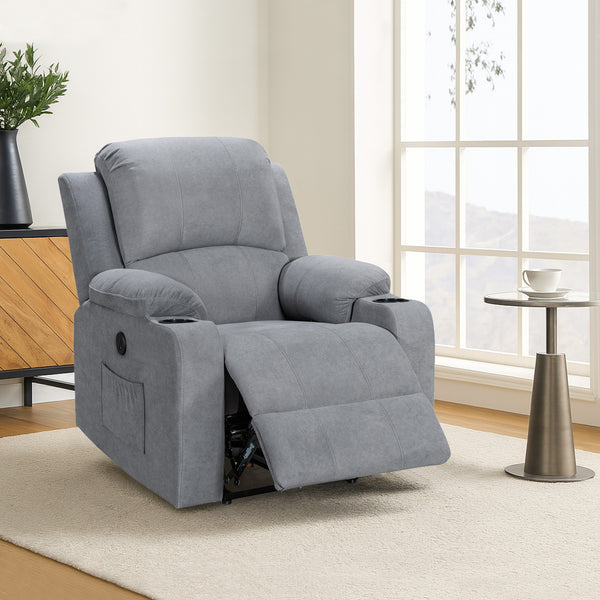 Henley Fabric Electric 1 Seater Recliner Sofa - Grey