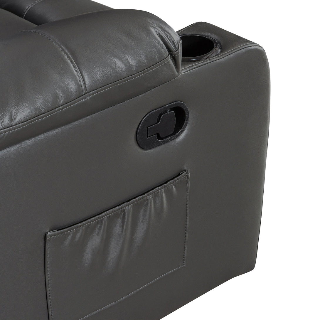Henley Air Leather Manual 2 Seater Recliner Sofa - Grey