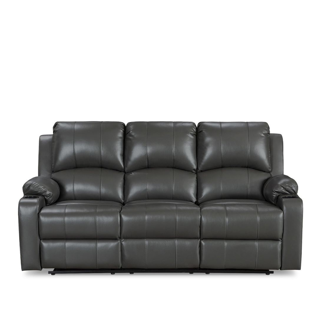 Henley Air Leather Manual 3 Seater Recliner Sofa - Grey