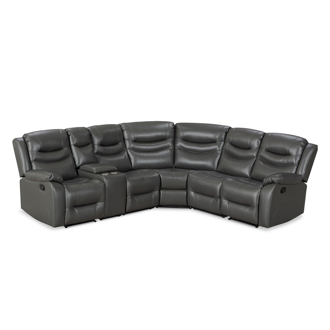 Silverdale Air Leather Manual Recliner Corner Sofa - Grey