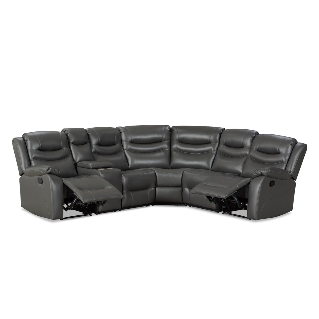 Silverdale Air Leather Manual Recliner Corner Sofa - Grey